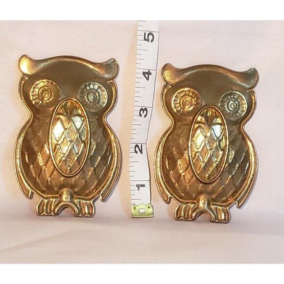 2 Vintage Brass Mid Century Modern Owl Trinket Key Coin Dish 4.2 in - Picture 2 of 4